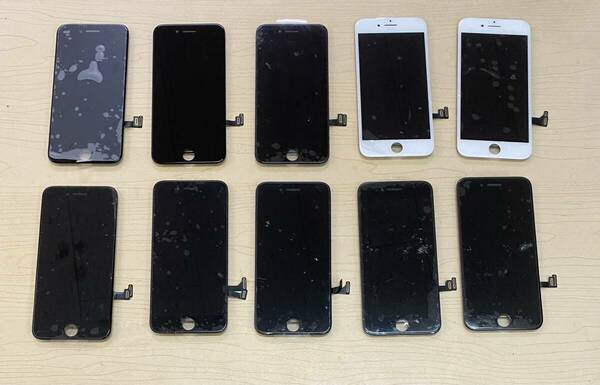 10枚 セット iPhone 8、iPhone SE2 ( 2020 )【純正再生品 】フロントパネル 画面 液晶 修理 交換 ジャンク