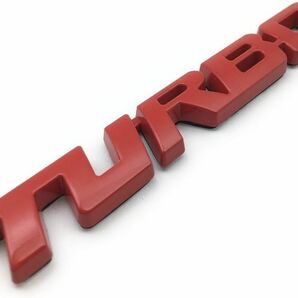 【送料無料、匿名配送】TURBO ロゴ (大) エンブレム メタル レッド ステッカー 外装 内装 カスタムパーツ ターボ