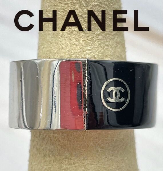 CHANEL シャネル ココマーク シルバー×ブラック リング 12~13号