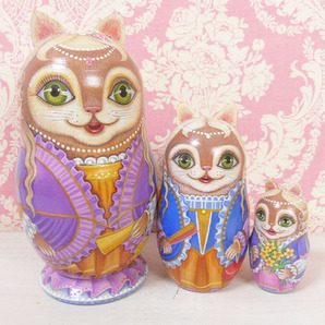 マトリョーシカ 猫の貴婦人 ブルー ロシア 作家