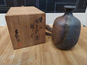 sr1234 007 Bizen . sake bottle sake cup and bottle Bizen ceramics .... tableware box attaching antique antique antique goods present condition goods used 