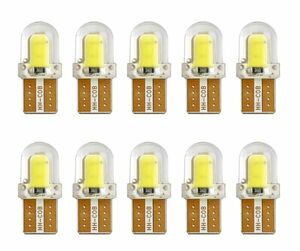 10個セット T10 COB LED ホワイト キャンセラー内蔵 ウェッジ球 スモール ポジション ルームランプ ナンバー灯 4COB /c2