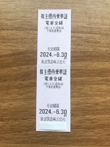 東武鉄道　株主優待乗車証　切符タイプ　２枚セット