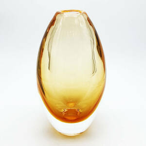ヴェネチアガラス ムラノ SOMMERSO 花瓶 一輪挿し アンバー 琥珀 ベネチアン グラス 18.5cm