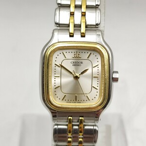 BEm083I 60 SEIKO CREDOR 4J81-5A00 クレドール 18KTベゼル クオーツ 腕時計 レディース スクエア文字盤 740012 ゴールドカラー