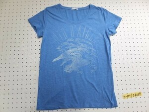GU ジーユー UNIQLO ユニクロ レディース かすれプリント 半袖Tシャツ L 杢ブルー