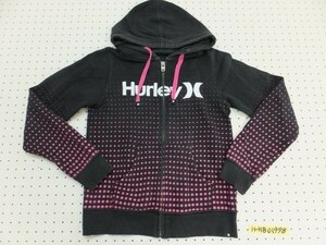 Hurley Harley женский большой Logo принт точка обратная сторона ворсистый Zip Parker M чёрный розовый 