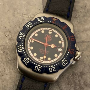 ◆稼働品◆人気◆ TAG HEUER タグホイヤー フォーミュラ1 クォーツ 370.508 青文字盤 プロフェッショナル200M デイト レディース腕時計