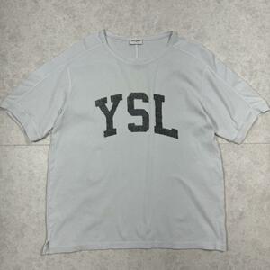 SAINT LAURENT PARIS sun rolan Vintage YSL Logo T-shirt 2021 year of model L size YSL VINTAGE T-SHIRTSdas tea white 