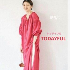 TODAYFUL ギャザーカフタンドレス ピンク サイズ36