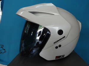 コミネ(KOMINE) エーラ-IIジェット型ヘルメットパールホワイト XL HK-1651透明UVカットシールド＋シルバーミラーUVカットシールド新品同様