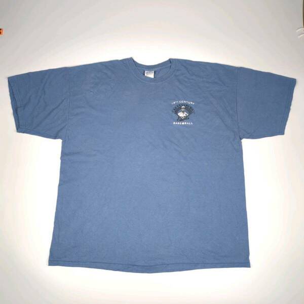 2XL GILDAN ギルダン 半袖 Tシャツ バックプリント くすみブルー リユース ultramto ts2085