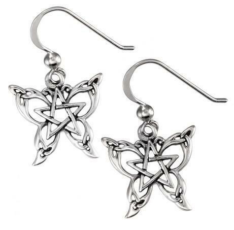 DD: Silver Butterfly Pentacle Earrings
