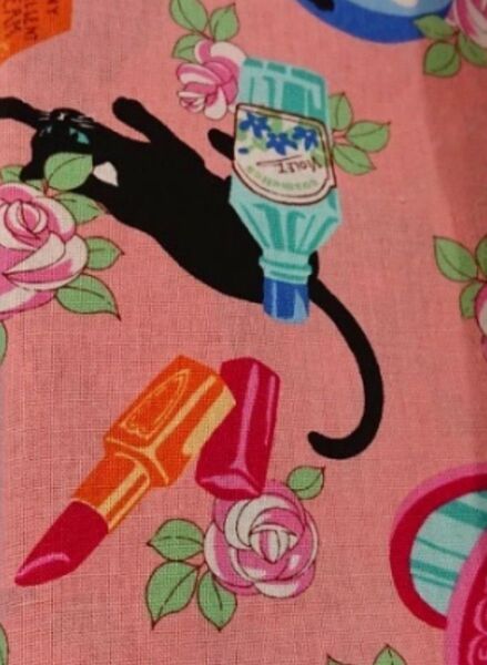 くろすろ~ど 黒猫とコスメ柄 完売生地 レトロ 1m