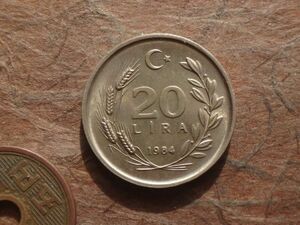  Turkey 20Lira white copper 1984 year KM#965 (23.9mm, 7.1g)