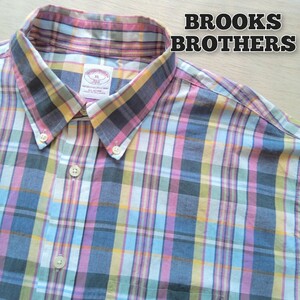 BROOKS BROTHERS　半袖シャツ　メンズ　サイズXL　ブルックスブラザーズ　チェックシャツ　ピンク 黄　18