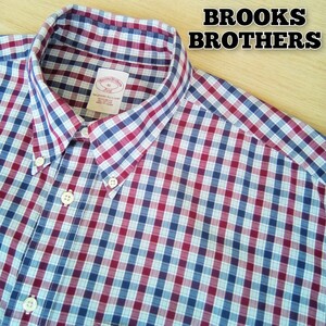 BROOKS BROTHERS　半袖シャツ　メンズ　サイズXL　ブルックスブラザーズ　チェックシャツ　青 赤 白　21