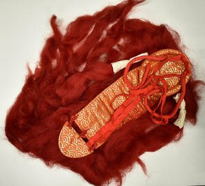  дракон D41* Япония танцы костюмы реквизит лев Mai полосный лев красный шерсть парик kabuki историческая драма пьеса Mai шт. праздник более . головной убор примерно 150cm примерно 850g