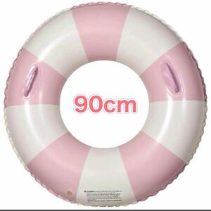 浮き輪 ハンドル付き　ストライプ 夏 ハンドル付き 90cm プール 海 インスタ　ピンク