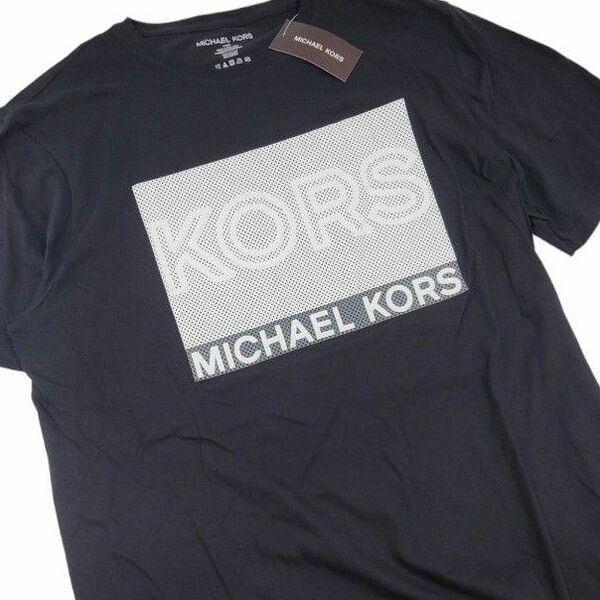 MICHEAL KORS マイケルコース デカロゴ Tシャツ L ブランドロゴTシャツ メンズ 半袖 黒 大きいサイズ