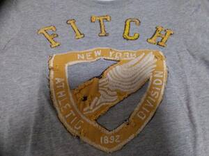 ★USED Abercrombie&Fitch 【ロングTシャツ】 長袖 メンズ サイズM グレー ロンT ワッペン アバクロ