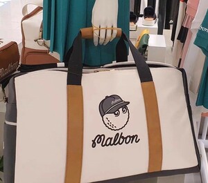 値下げ★マルボンゴルフ★malbon golfボストンバッグ　ホワイトマルボン