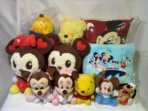  Disney soft toy ... .- san Mickey Mouse Minnie Mouse steam boat cushion Showa Retro cushion together 
