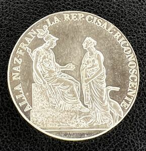 イタリア共和国 銀貨 1800年6リラ Anno VIII貿易銀 古銭 希少　/1