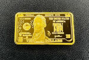 外国古銭　アメリカ　10ドル紙幣　大型金貨　ゴールドバー　カプセル付き