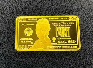 外国古銭　アメリカ　20ドル紙幣　大型金貨　ゴールドバー　カプセル付き 