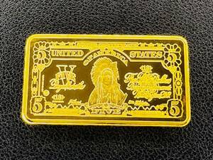  foreign old coin America 5 dollar large gold coin Gold bar capsule with a self-starter 