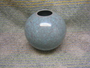  ice .. go in .. -ply. . celadon light blue Shigaraki . bamboo . kiln flower vase vase . tool secondhand goods 