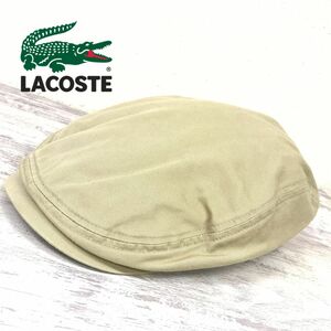 G2332-R◆日本製 LACOSTE ラコステ ハンチング◆サイズ59cm メンズ 紳士 帽子 春夏 おしゃれ 綿100% コットン ベージュ スポーツ