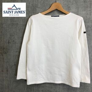 R99-F◆ SAINT JAMES セントジェームス バスクシャツ Tシャツ カットソー ◆ コットン100 ホワイト 古着 レディース 春夏