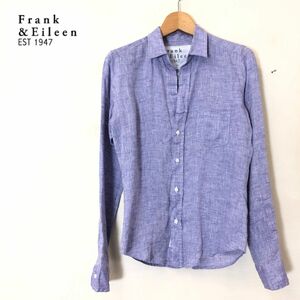 R87-F-N◆ Frank&Eileen フランクアンドアイリーン リネンオープンカラーシャツ 長袖 USA製 ◆ sizeXXS 麻100 パープル 古着 春夏