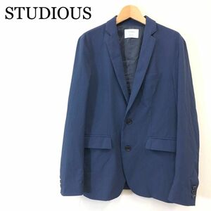 R1-F-N◆ STUDIOS ステュディオス テーラードジャケット シングル 総裏 ◆ size3 ポリエステル ネイビー 古着 メンズ 通年