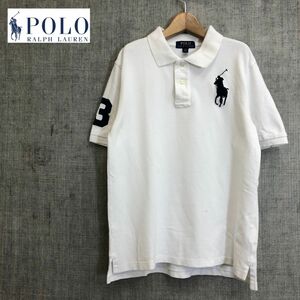 G2668-F◆ POLO RALPH LAUREN ポロラルフローレン 半袖ポロシャツ カットソー ◆ sizeL コットン100 ホワイト 古着 メンズ 春夏