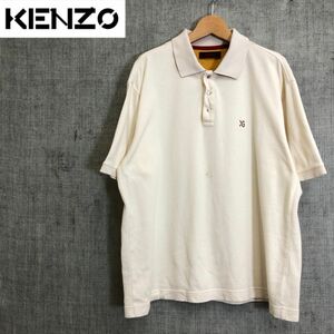 G2478-F-N◆ KENZO ケンゾー 半袖ポロシャツ カットソー 大きめ トップス ◆ sizeLL コットン100 ホワイト 古着 メンズ 春夏