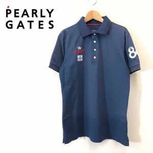 G2477-F◆ PEARLY GATES パーリーゲイツ 半袖ポロシャツ カットソー ゴルフウェア ◆ size6 コットン ポリエステル ネイビー 古着 メンズ