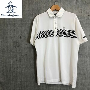 G2372-F-N◆ Munsingwear マンシングウェア 半袖ポロシャツ カットソー ◆ sizeL ポリエステル コットン ホワイト 古着 メンズ 春夏