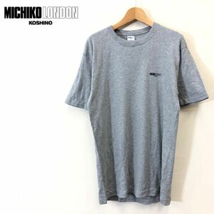 G2348-F-N◆ タグ付き美品 ◆ MICHIKO LONDON ミチコロンドン 半袖Tシャツ カットソー ロゴプリント ◆sizeM コットン100 グレー 古着 春夏