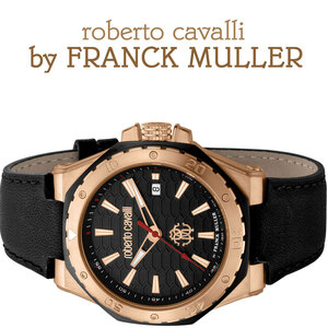 フランクミュラー＆ロベルトカヴァリWネーム100m防水 本革ベルト【roberto cavalli BY FRANCK MULLER】腕時計スイス製 本物 未使用