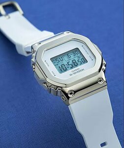  new goods 1 jpy G shock feeling of luxury exist lustre metal bezel & white belt thin type light weight model man and woman use boys 200m waterproof wristwatch G-SHOCK Casio reimport 