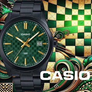  реимпорт Casio город сосна узор новый товар 1 иен самый новый продукт все тело чёрный краска & зеленый & Gold 30m водонепроницаемый наручные часы CASIO мужской очень редкий в Японии не продается не использовался 