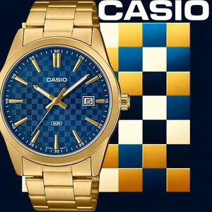  реимпорт Casio город сосна узор новый товар 1 иен темно-голубой & Gold самый новый продукт 30m водонепроницаемый наручные часы CASIO мужской очень редкий в Японии не продается не использовался 