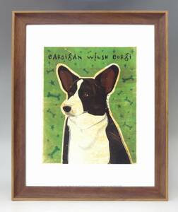 新品☆額付アートポスター★犬の絵☆Cardigan Welsh Corgi☆コーギー☆インテリア☆動物病院／店舗様必見◆105