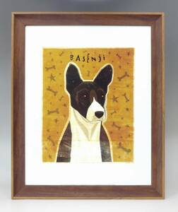 新品☆額付アートポスター★犬の絵☆Basenji (Black)☆バセンジー☆インテリア☆動物病院／店舗様必見◆54