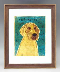 新品☆額付アートポスター★犬の絵☆Yellow Labradoodle☆イエローラブ☆インテリア☆動物病院／店舗様必見◆86