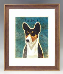 新品☆額付アートポスター★犬の絵☆Basenji (Tri-Color)☆バセンジー☆インテリア☆動物病院／店舗様必見◆109