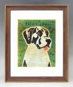 新品☆額付アートポスター★犬の絵☆Great Dane (Harlequin, no crop)☆グレート・デーン☆インテリア☆動物病院／店舗様必見◆64